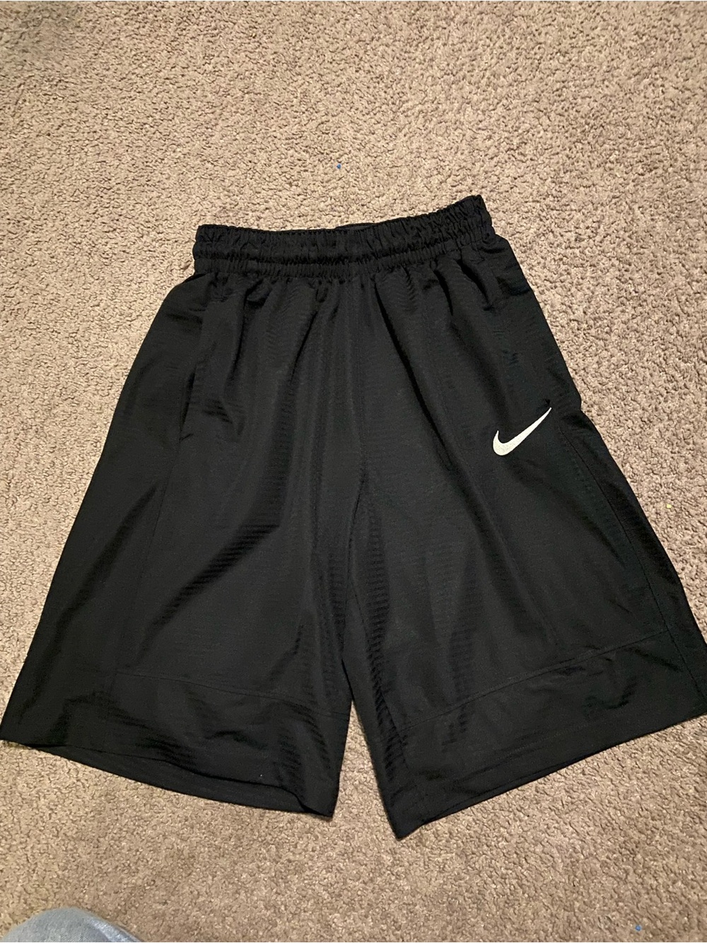 Nike Black Athletic Training Shorts with White Swoosh